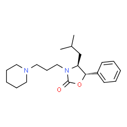 ChemSpider 2D Image | (4S,5S)-4-Isobutyl-5-phenyl-3-[3-(1-piperidinyl)propyl]-1,3-oxazolidin-2-one | C21H32N2O2