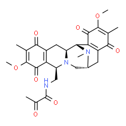 ChemSpider 2D Image | N-{[(1S,2S,10R,13R)-7,18-Dimethoxy-6,17,21-trimethyl-5,8,16,19-tetraoxo-11,21-diazapentacyclo[11.7.1.0~2,11~.0~4,9~.0~15,20~]henicosa-4(9),6,15(20),17-tetraen-10-yl]methyl}-2-oxopropanamide | C28H31N3O8