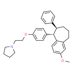 ChemSpider 2D Image | 1-(2-{4-[(5S,6S)-2-Methoxy-6-phenyl-6,7,8,9-tetrahydro-5H-benzo[7]annulen-5-yl]phenoxy}ethyl)pyrrolidine | C30H35NO2