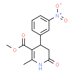 ChemSpider 2D Image | methyl 2-methyl-4-(3-nitrophenyl)-6-oxo-4,5-dihydro-1H-pyridine-3-carboxylate | C14H14N2O5