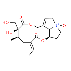 ChemSpider 2D Image | (3E,5R,6S,14aR)-3-Ethyliden-6-hydroxy-6-(hydroxymethyl)-5-methyl-3,4,5,6,9,11,13,14,14a,14b-decahydro[1,6]dioxacyclododecino[2,3,4-gh]pyrrolizin-2,7-dion-12-oxid | C18H25NO7
