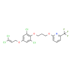 ChemSpider 2D Image | 2-(3-{2,6-Dichloro-4-[(3,3-dichloro-2-propen-1-yl)oxy]phenoxy}propoxy)-6-(trifluoromethyl)pyridine | C18H14Cl4F3NO3