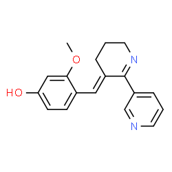 ChemSpider 2D Image | 4-[(E)-5,6-Dihydro-2,3'-bipyridin-3(4H)-ylidenemethyl]-3-methoxyphenol | C18H18N2O2