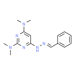 ChemSpider 2D Image | 6-[(2E)-2-Benzylidenehydrazino]-N,N,N',N'-tetramethyl-2,4-pyrimidinediamine | C15H20N6