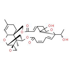 ChemSpider 2D Image | (2S,6'R,11'R,13'R,15'S,16'R,19'Z,21'E,23'R,27'R)-27'-Hydroxy-23'-[(1S)-1-hydroxyethyl]-9',15'-dimethyl-3'H,18'H-spiro[oxirane-2,14'-[4,12,17,24]tetraoxapentacyclo[21.3.1.1~13,16~.0~6,11~.0~6,15~]octac
osa[1,9,19,21]tetraene]-3',18'-dione | C29H36O9