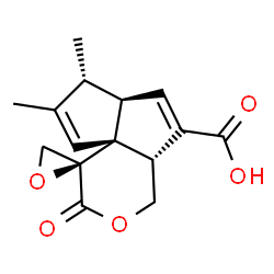 ChemSpider 2D Image | (2R,4a'S,7'R,7a'R,9a'R)-6',7'-Dimethyl-3'-oxo-1',7',7a',9a'-tetrahydrospiro[oxirane-2,4'-pentaleno[1,6a-c]pyran]-9'-carboxylic acid | C15H16O5