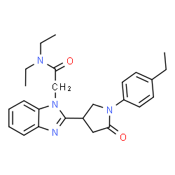 ChemSpider 2D Image | N,N-Diethyl-2-{2-[1-(4-ethylphenyl)-5-oxo-3-pyrrolidinyl]-1H-benzimidazol-1-yl}acetamide | C25H30N4O2