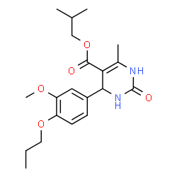 ChemSpider 2D Image | Isobutyl 4-(3-methoxy-4-propoxyphenyl)-6-methyl-2-oxo-1,2,3,4-tetrahydro-5-pyrimidinecarboxylate | C20H28N2O5
