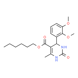 ChemSpider 2D Image | Hexyl 4-(2,3-dimethoxyphenyl)-6-methyl-2-oxo-1,2,3,4-tetrahydro-5-pyrimidinecarboxylate | C20H28N2O5