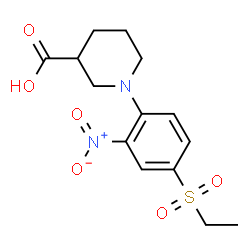 ChemSpider 2D Image | 1-[4-(Ethylsulfonyl)-2-nitrophenyl]-3-piperidinecarboxylic acid | C14H18N2O6S