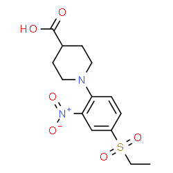 ChemSpider 2D Image | 1-[4-(Ethylsulfonyl)-2-nitrophenyl]-4-piperidinecarboxylic acid | C14H18N2O6S