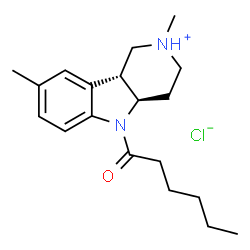 ChemSpider 2D Image | (4aR,9bR)-5-Hexanoyl-2,8-dimethyl-2,3,4,4a,5,9b-hexahydro-1H-pyrido[4,3-b]indol-2-ium chloride | C19H29ClN2O