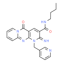 ChemSpider 2D Image | N-Butyl-2-imino-5-oxo-1-(3-pyridinylmethyl)-1,5-dihydro-2H-dipyrido[1,2-a:2',3'-d]pyrimidine-3-carboxamide | C22H22N6O2