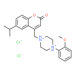 ChemSpider 2D Image | 1-[(6-Isopropyl-2-oxo-2H-chromen-4-yl)methyl]-4-(2-methoxyphenyl)piperazinediium dichloride | C24H30Cl2N2O3