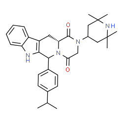 ChemSpider 2D Image | (12aR)-6-(4-Isopropylphenyl)-2-(2,2,6,6-tetramethyl-4-piperidinyl)-2,3,6,7,12,12a-hexahydropyrazino[1',2':1,6]pyrido[3,4-b]indole-1,4-dione | C32H40N4O2