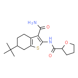 ChemSpider 2D Image | N-(6-tert-butyl-3-carbamoyl-4,5,6,7-tetrahydro-1-benzothiophen-2-yl)oxolane-2-carboxamide | C18H26N2O3S