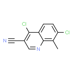 ChemSpider 2D Image | 4,7-Dichloro-8-methyl-3-quinolinecarbonitrile | C11H6Cl2N2