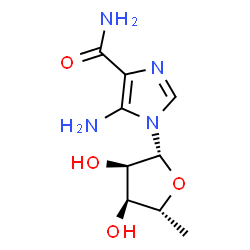 ChemSpider 2D Image | 5-Amino-1-(5-deoxy-beta-D-ribofuranosyl)-1H-imidazole-4-carboxamide | C9H14N4O4