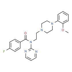 ChemSpider 2D Image | 4-fluoro-N-(2-(4-(2-methoxyphenyl)-1-piperazinyl)ethyl)-N-(2-pyrimidinyl)benzamide | C24H26FN5O2
