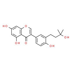 ChemSpider 2D Image | 5,7,4'-trihydroxy-3'-(3-hydroxy-3-methylbutyl)isoflavone | C20H20O6
