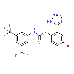 ChemSpider 2D Image | 1-(3,5-bis(trifluoromethyl)phenyl)-3-(4-bromo-2-(1H-tetrazol-5-yl)phenyl)thiourea | C16H9BrF6N6S