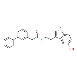 ChemSpider 2D Image | 2-(3-Biphenylyl)-N-[2-(5-hydroxy-1H-indol-3-yl)ethyl]acetamide | C24H22N2O2
