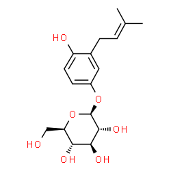 ChemSpider 2D Image | 4-hydroxy-3-(3-methyl-2-butenyl)phenyl beta-D-glucopyranoside | C17H24O7