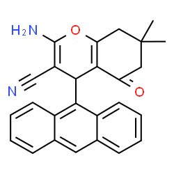 ChemSpider 2D Image | 2-Amino-4-(9-anthryl)-7,7-dimethyl-5-oxo-5,6,7,8-tetrahydro-4H-chromene-3-carbonitrile | C26H22N2O2