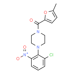ChemSpider 2D Image | [4-(2-Chloro-6-nitrophenyl)-1-piperazinyl](5-methyl-2-furyl)methanone | C16H16ClN3O4