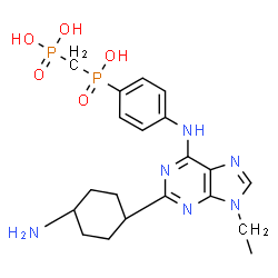 ChemSpider 2D Image | {[(4-{[2-(4-Aminocyclohexyl)-9-ethyl-9H-purin-6-yl]amino}phenyl)(hydroxy)phosphoryl]methyl}phosphonic acid | C20H28N6O5P2