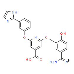 ChemSpider 2D Image | 2-(5-Carbamimidoyl-2-hydroxyphenoxy)-6-[3-(1H-imidazol-2-yl)phenoxy]isonicotinic acid | C22H17N5O5