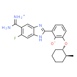 ChemSpider 2D Image | 2-{5-[AMINO(IMINIO)METHYL]-6-FLUORO-1H-BENZIMIDAZOL-2-YL}-6-[(2-METHYLCYCLOHEXYL)OXY]BENZENOLATE | C21H23FN4O2