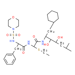 ChemSpider 2D Image | N-{2-[(1-Cyclohexyl-3,4-dihydroxy-6-methyl-2-heptanyl)amino]-1-(ethylsulfanyl)-2-oxoethyl}-Nalpha-(4-morpholinylsulfonyl)phenylalaninamide | C31H52N4O7S2