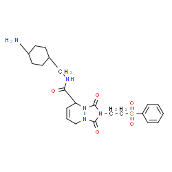 ChemSpider 2D Image | N-[(4-Aminocyclohexyl)methyl]-1,3-dioxo-2-[2-(phenylsulfonyl)ethyl]-2,3,5,8-tetrahydro-1H-[1,2,4]triazolo[1,2-a]pyridazine-5-carboxamide | C22H29N5O5S