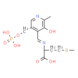 ChemSpider 2D Image | (E)-N-({3-Hydroxy-2-methyl-5-[(phosphonooxy)methyl]-4-pyridinyl}methylene)methionine | C13H19N2O7PS