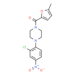 ChemSpider 2D Image | [4-(2-Chloro-4-nitrophenyl)-1-piperazinyl](5-methyl-2-furyl)methanone | C16H16ClN3O4