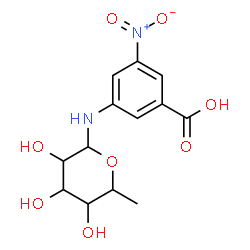 ChemSpider 2D Image | N-(3-Carboxy-5-nitrophenyl)-6-deoxyhexopyranosylamine | C13H16N2O8