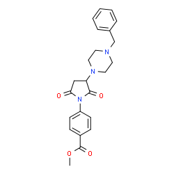 ChemSpider 2D Image | Methyl 4-[3-(4-benzyl-1-piperazinyl)-2,5-dioxo-1-pyrrolidinyl]benzoate | C23H25N3O4