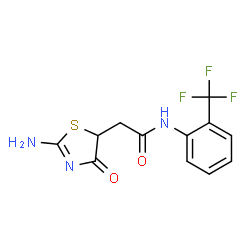 ChemSpider 2D Image | 5-thiazolidineacetamide, 2-imino-4-oxo-N-[2-(trifluoromethyl)phenyl]- | C12H10F3N3O2S