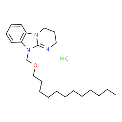 ChemSpider 2D Image | 10-[(Dodecyloxy)methyl]-2,3,4,10-tetrahydropyrimido[1,2-a]benzimidazole hydrochloride (1:1) | C23H38ClN3O