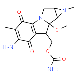 ChemSpider 2D Image | (6-Amino-8a-methoxy-1,5-dimethyl-4,7-dioxo-1,1a,2,4,7,8,8a,8b-octahydroazireno[2',3':3,4]pyrrolo[1,2-a]indol-8-yl)methyl carbamate | C16H20N4O5