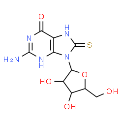 ChemSpider 2D Image | 2-Amino-9-pentofuranosyl-8-thioxo-3,7,8,9-tetrahydro-6H-purin-6-one | C10H13N5O5S