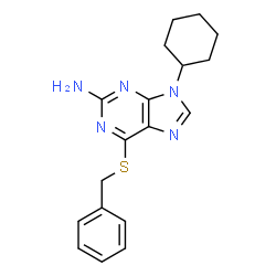ChemSpider 2D Image | 6-(Benzylsulfanyl)-9-cyclohexyl-9H-purin-2-amine | C18H21N5S