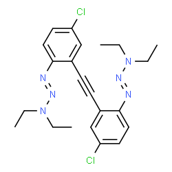 ChemSpider 2D Image | (1E,1'E)-1,1'-[1,2-Ethynediylbis(4-chloro-2,1-phenylene)]bis(3,3-diethyl-1-triazene) | C22H26Cl2N6