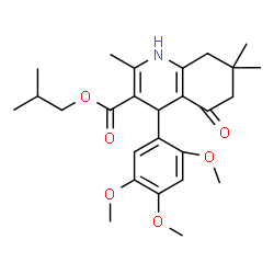 ChemSpider 2D Image | Isobutyl 2,7,7-trimethyl-5-oxo-4-(2,4,5-trimethoxyphenyl)-1,4,5,6,7,8-hexahydro-3-quinolinecarboxylate | C26H35NO6