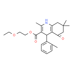 ChemSpider 2D Image | 2-Ethoxyethyl 2,7,7-trimethyl-4-(2-methylphenyl)-5-oxo-1,4,5,6,7,8-hexahydro-3-quinolinecarboxylate | C24H31NO4