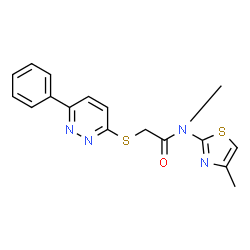 ChemSpider 2D Image | N-methyl-N-(4-methyl-2-thiazolyl)-2-[(6-phenyl-3-pyridazinyl)thio]acetamide | C17H16N4OS2