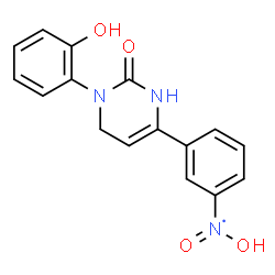 ChemSpider 2D Image | Hydroxy{3-[1-(2-hydroxyphenyl)-2-oxo-1,2,3,6-tetrahydro-4-pyrimidinyl]phenyl}oxido-lambda~5~-azanyl | C16H14N3O4