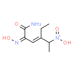 ChemSpider 2D Image | [(3E,5Z)-6-Amino-3-ethyl-5-(hydroxyimino)-6-oxo-3-hexen-2-yl](hydroxy)oxido-lambda~5~-azanyl | C8H14N3O4