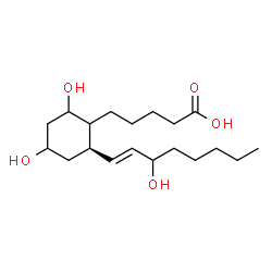 ChemSpider 2D Image | 5-{(6R)-2,4-Dihydroxy-6-[(1E)-3-hydroxy-1-octen-1-yl]cyclohexyl}pentanoic acid | C19H34O5